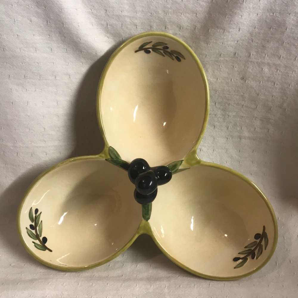 Vintage Olive 3 Part Serving Dish